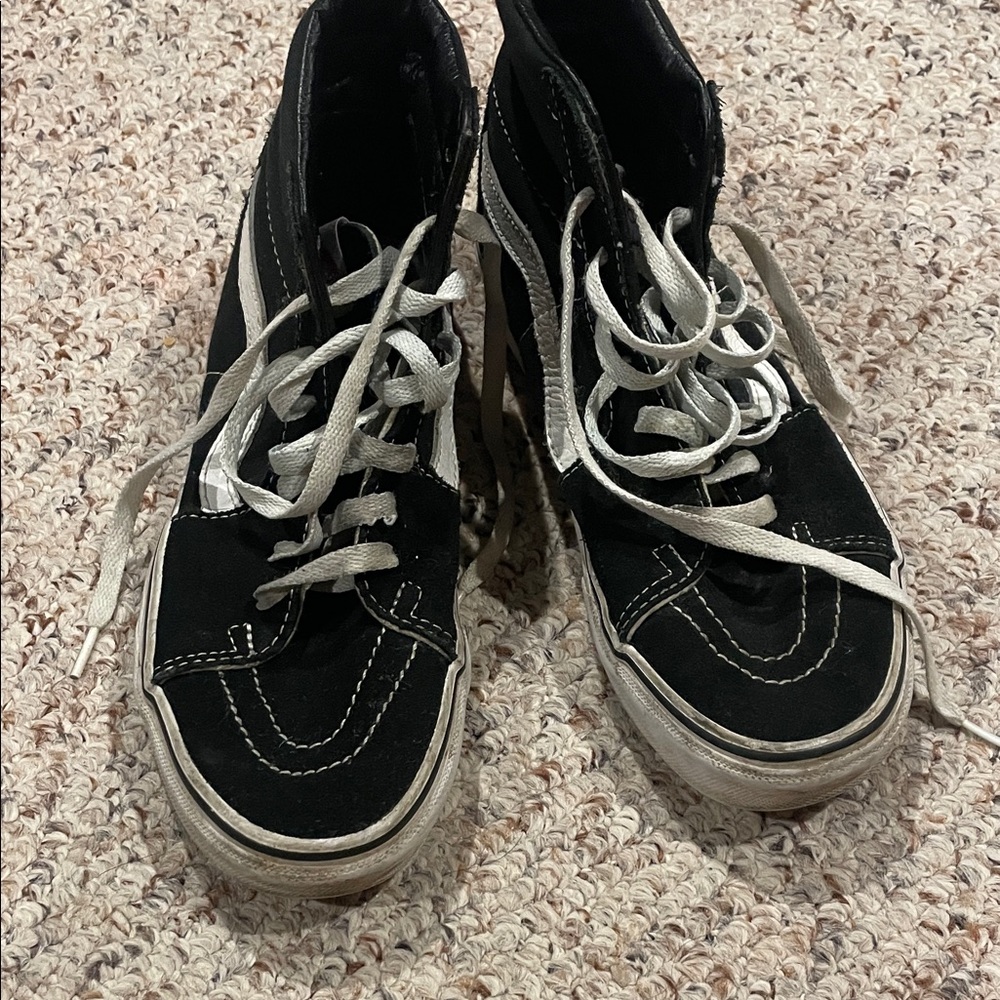 Vans Black and White High-Top Athletic Shoes